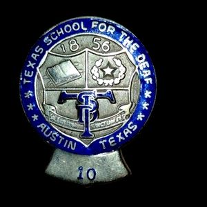 1856 10-year anniversary Austin State School for the deaf pinback~old antique